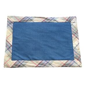 Blue Denim Plaid Flange Standard Pillow Sham Handmade Cottage Core Farmhouse